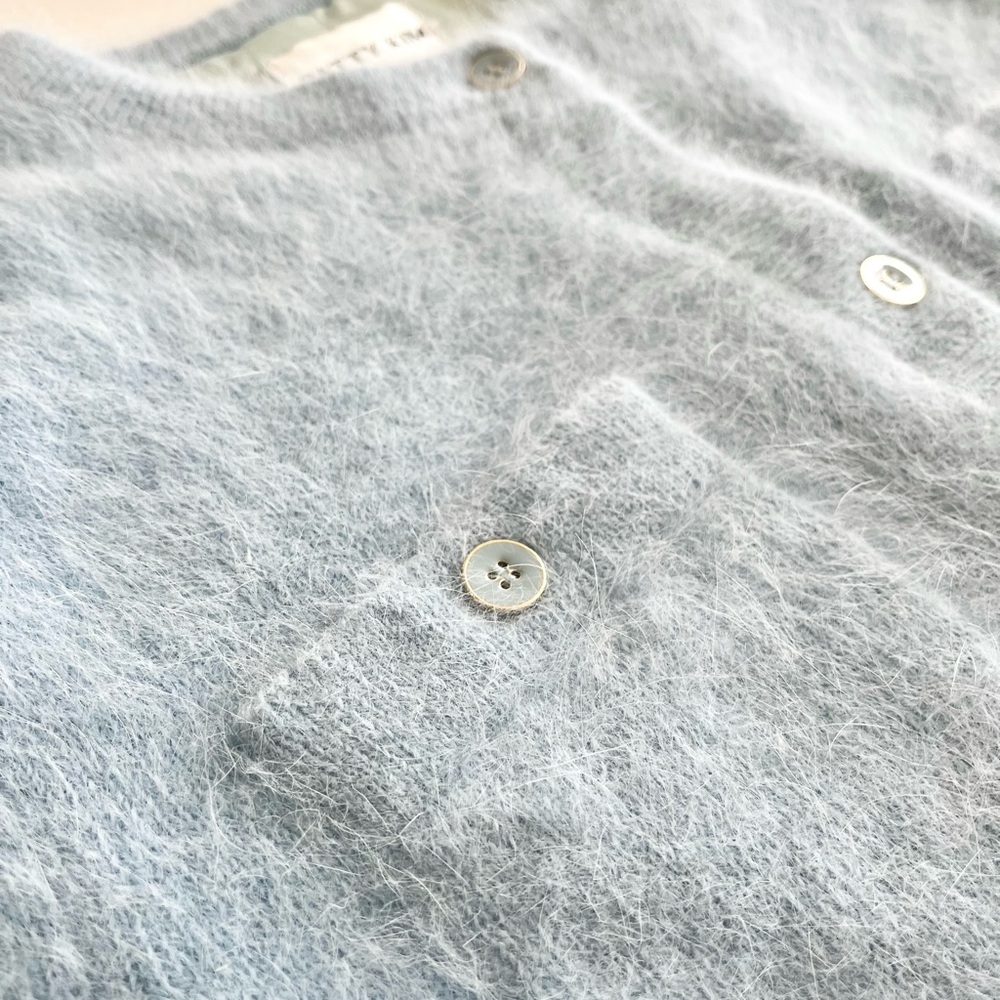 Patty Kim NY Jacket Womens Small S Baby Blue Angora Gold Button Preppy Cardigan - Picture 11 of 11